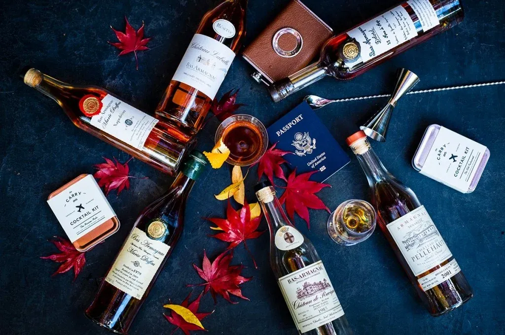 A collection of Armagnac bottles