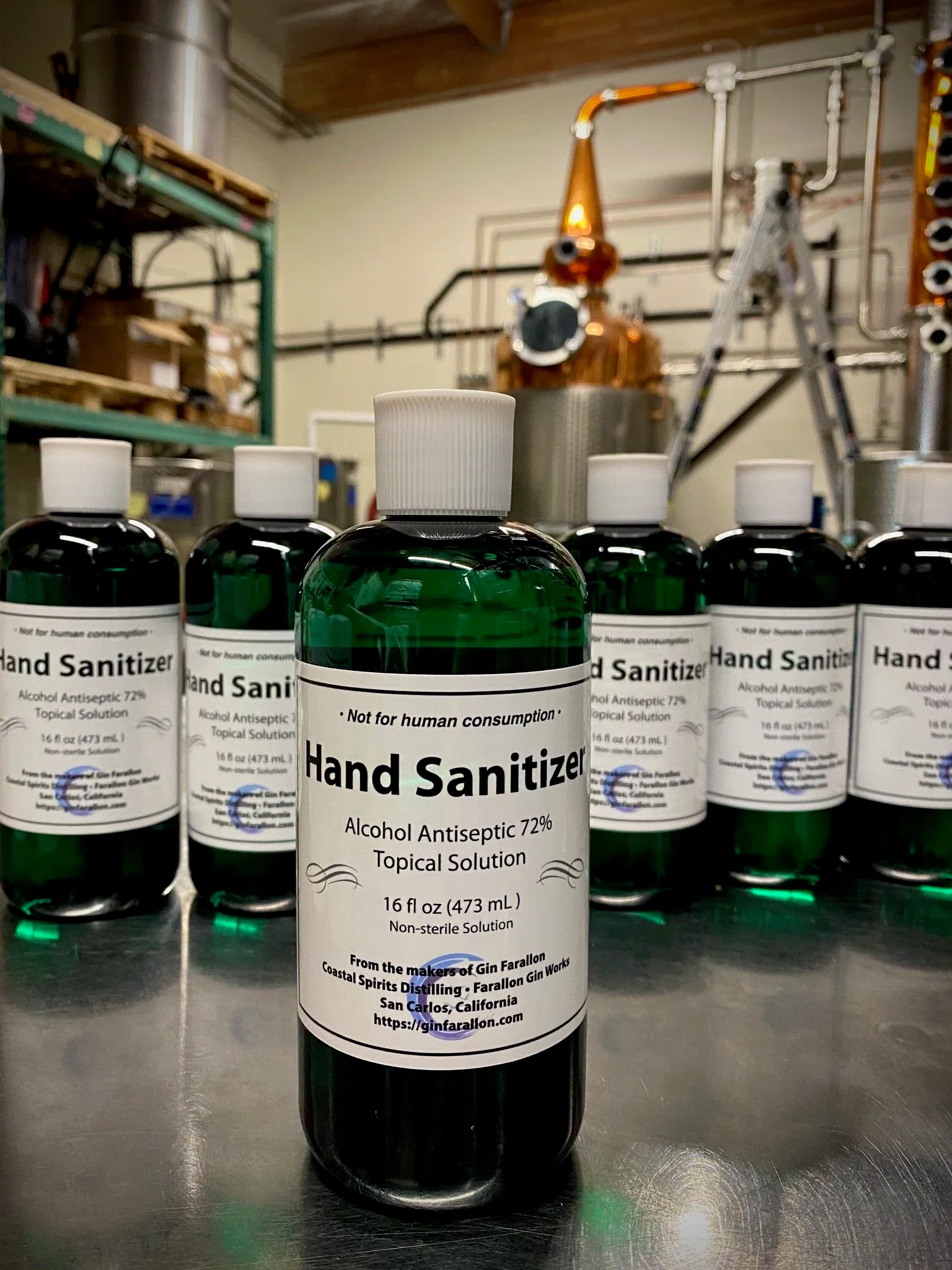 Hand sanitizer bottles from Gin Farallon
