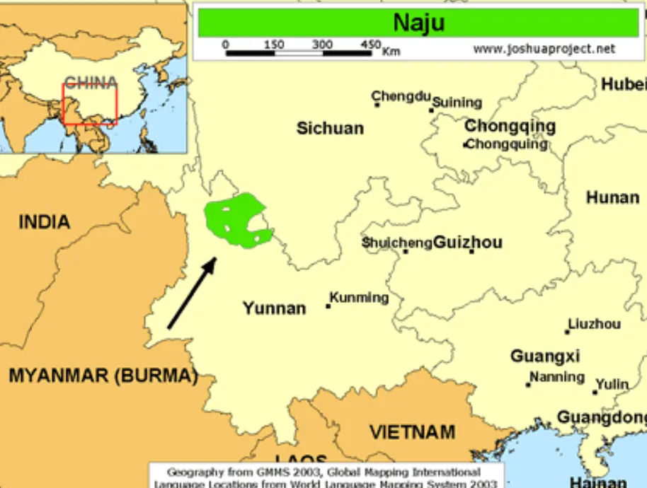 Map of the Mosuo region around Lugu Lake