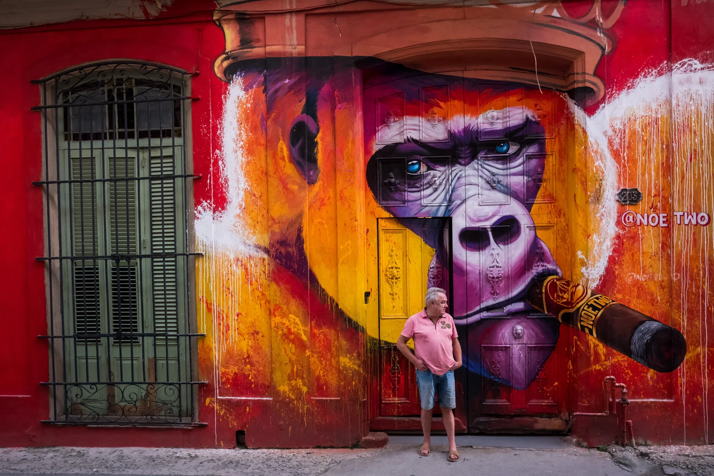 Street scene in Old Havana with colonial architecture