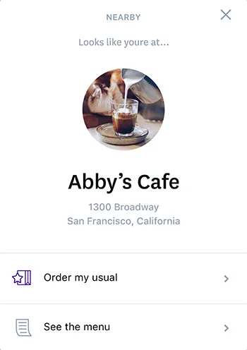 Chop contextual experience showing personalized ordering