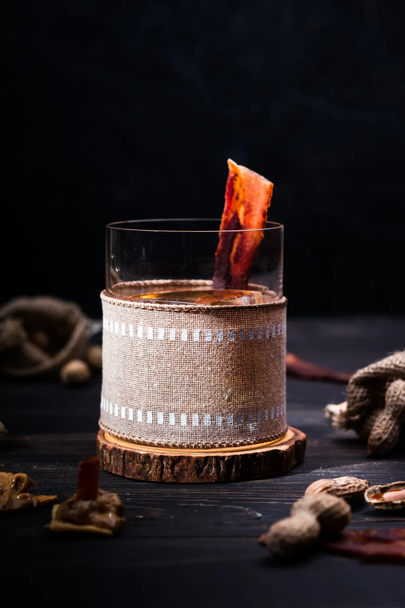 Peanut-infused bourbon cocktail preparation