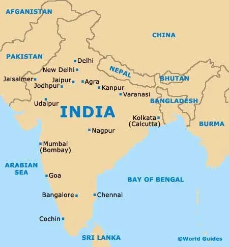 Map showing the location of Varanasi