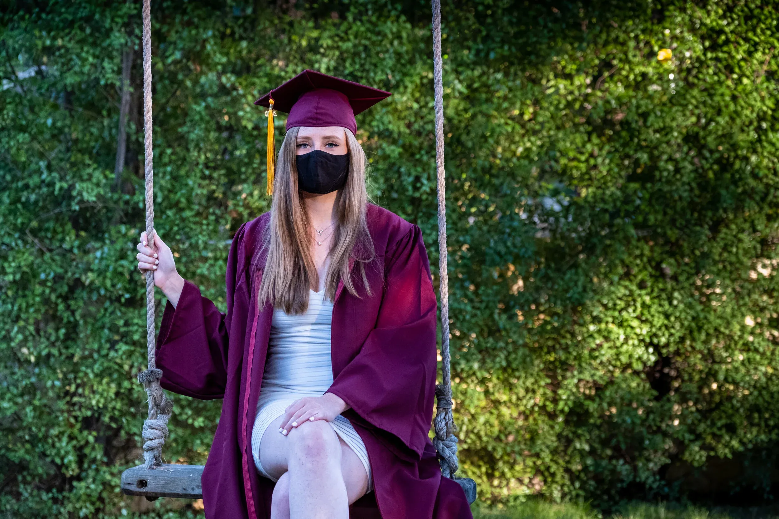 Graduate celebration on front steps in Palo Alto