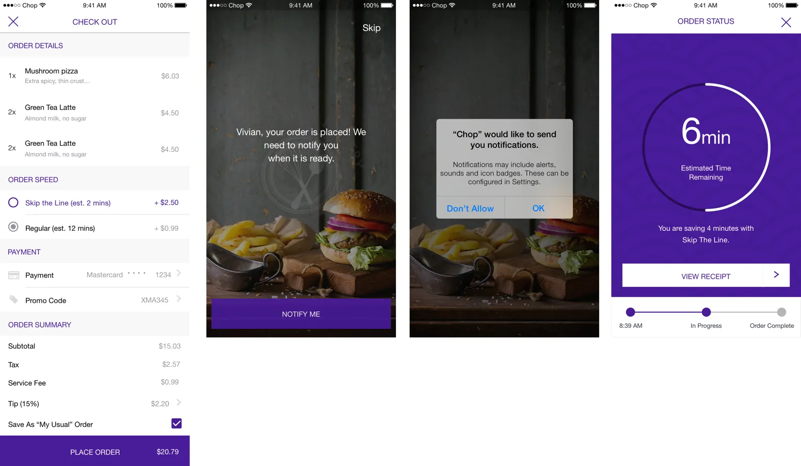 Chop design iteration two with notification permission after checkout