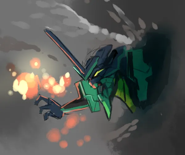 Illustration by a Japanese Vue user celebrating the 1.0 release codenamed Evangelion