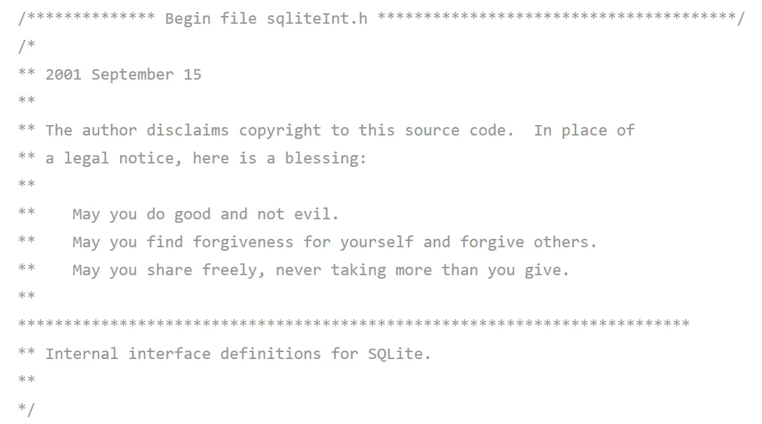 SQLite's unique open source license blessing
